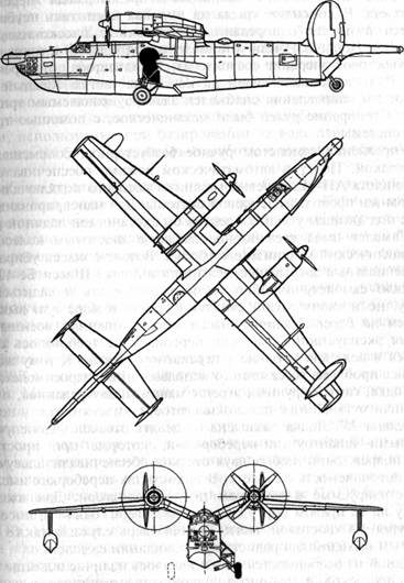 Схема самолета-амфибии Бе-12 'Чайка'