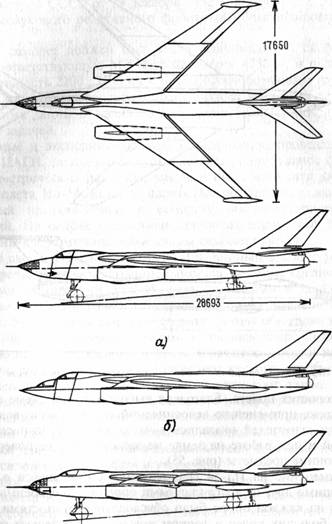 Вторая схема самолетов Ил-54 - высокоплан с двумя двигателями АЛ-7