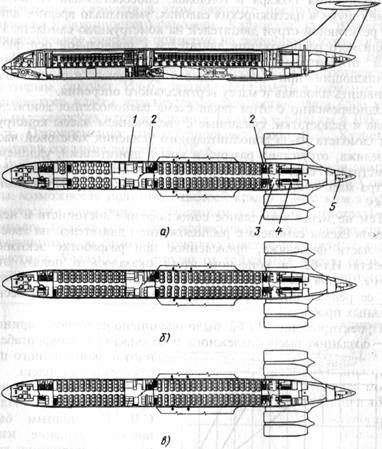 Компоновка салонов самолета Ил-62